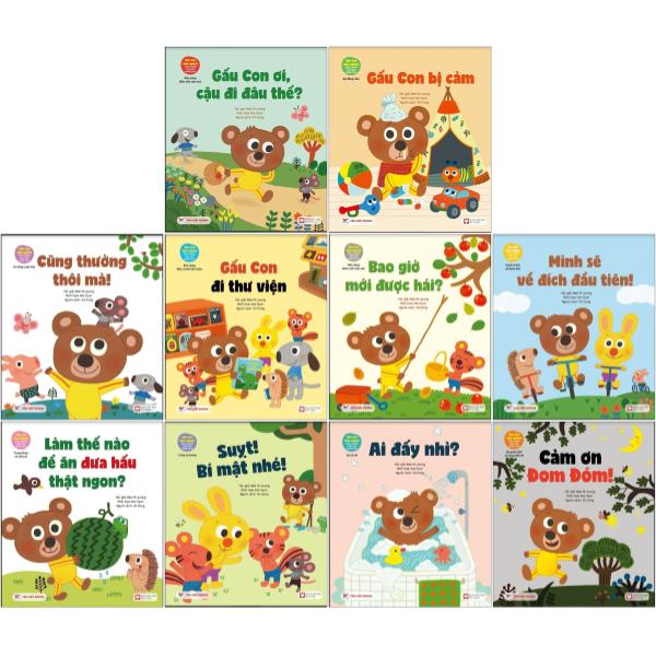 boxset gấu con tinh nghịch - sách tranh giáo dục nhân cách cho trẻ (bộ 10 cuốn)