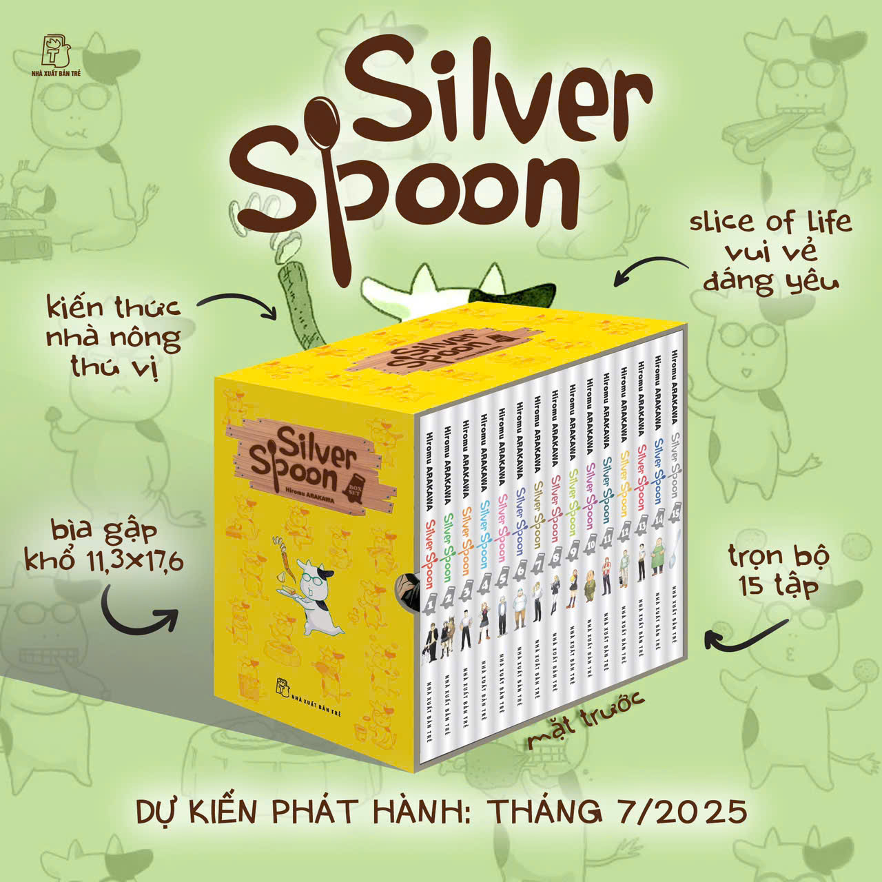 Boxset Manga - Silver Spoon: Tap 1 - 15 (Hop 15 Cuon) - Tang Kem Shikishi Co In Chu Viet Doc Quyen Cua Tac Gia Danh Cho Doc Gia Viet Nam