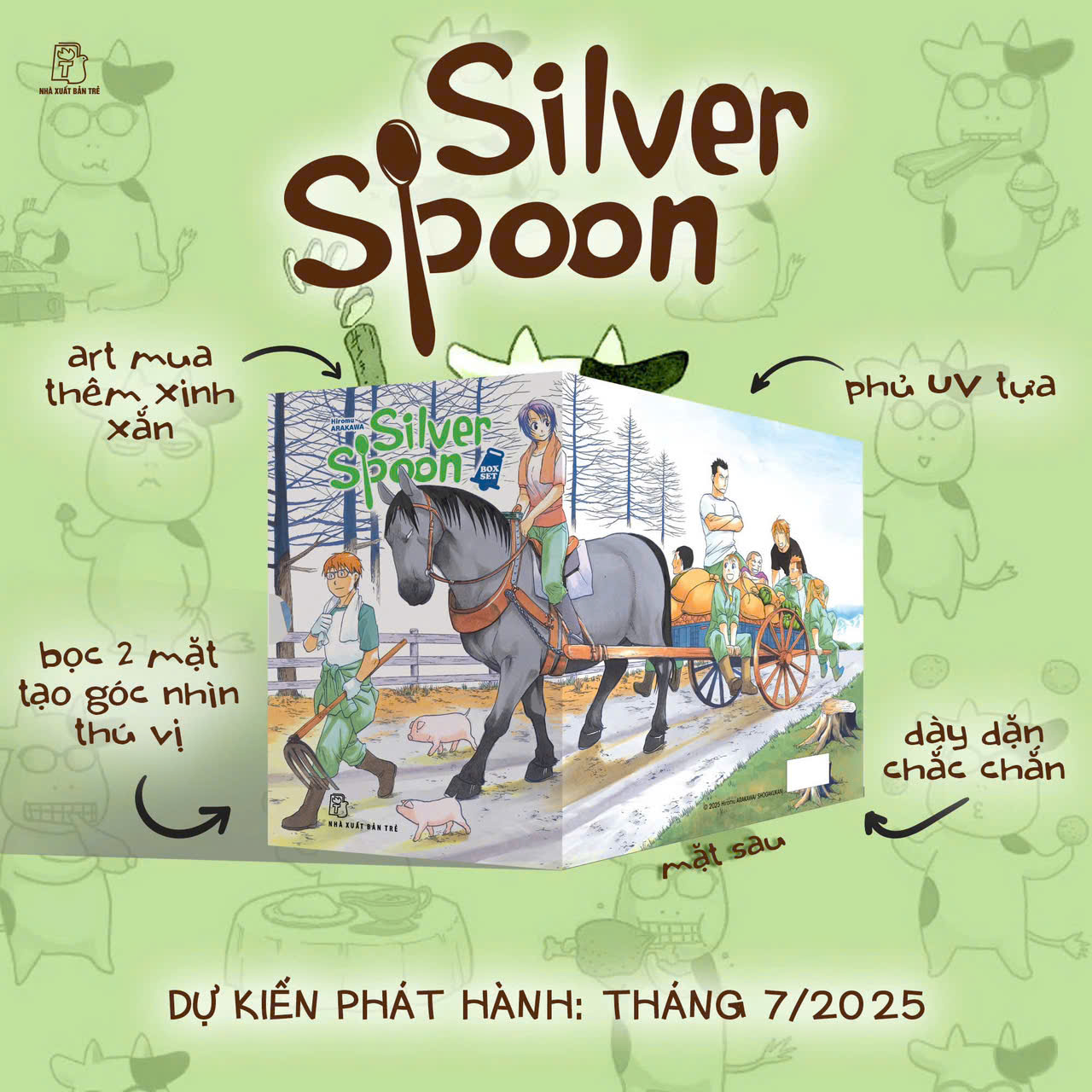 Boxset Manga - Silver Spoon: Tap 1 - 15 (Hop 15 Cuon) - Tang Kem Shikishi Co In Chu Viet Doc Quyen Cua Tac Gia Danh Cho Doc Gia Viet Nam
