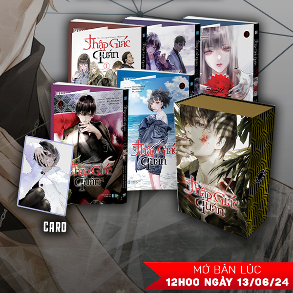 boxset manga thập giác quán - the decagon house murders (hộp 5 cuốn) - bản đặc biệt - tặng kèm 5 bìa áo + 1 boxset nam châm + 1 card