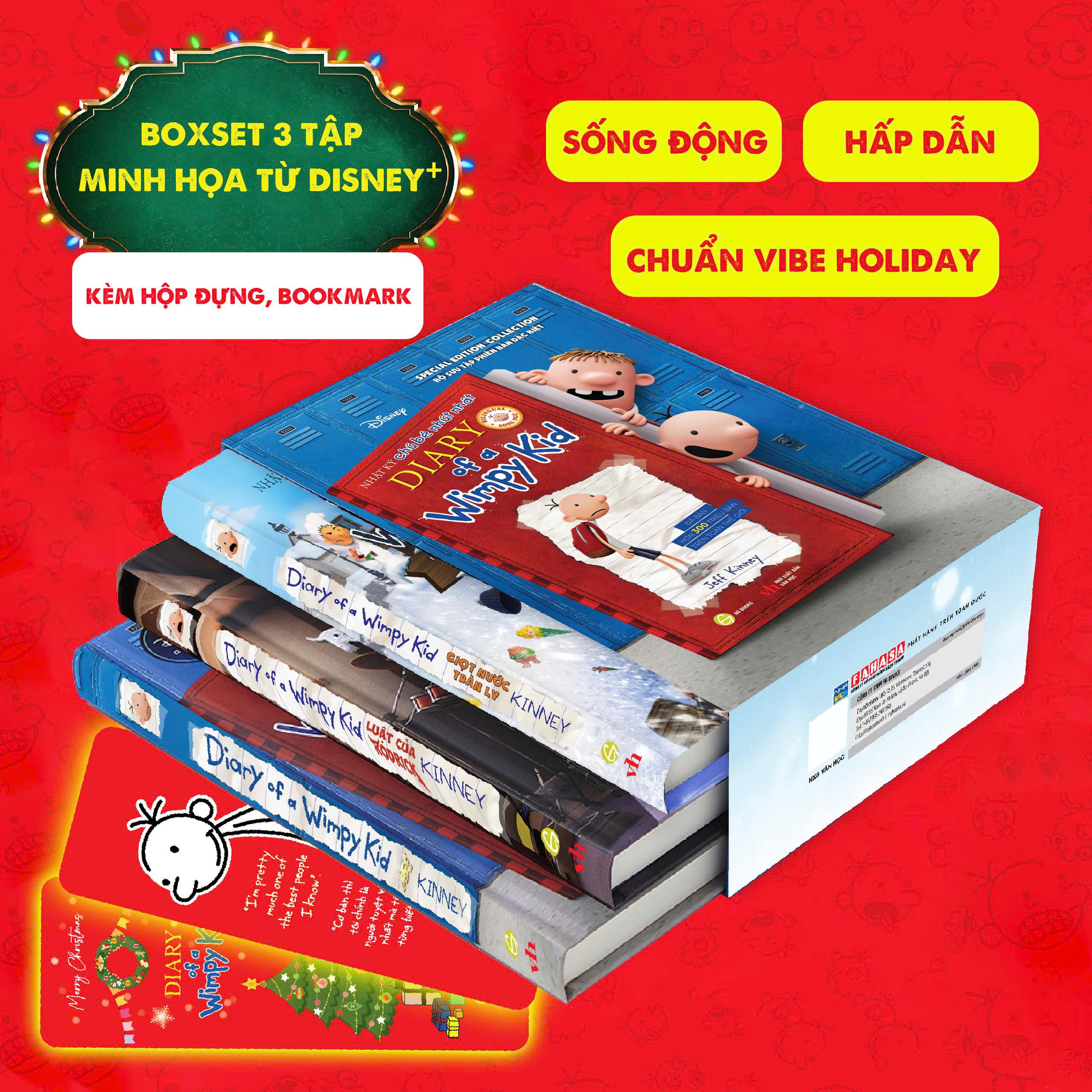 Boxset Nhật Ký Chú Bé Nhút Nhát - Diary Of A Wimpy Kid - Holiday Collection - Phiên Bản Giới Hạn Disney+ (Hộp 3 Cuốn)