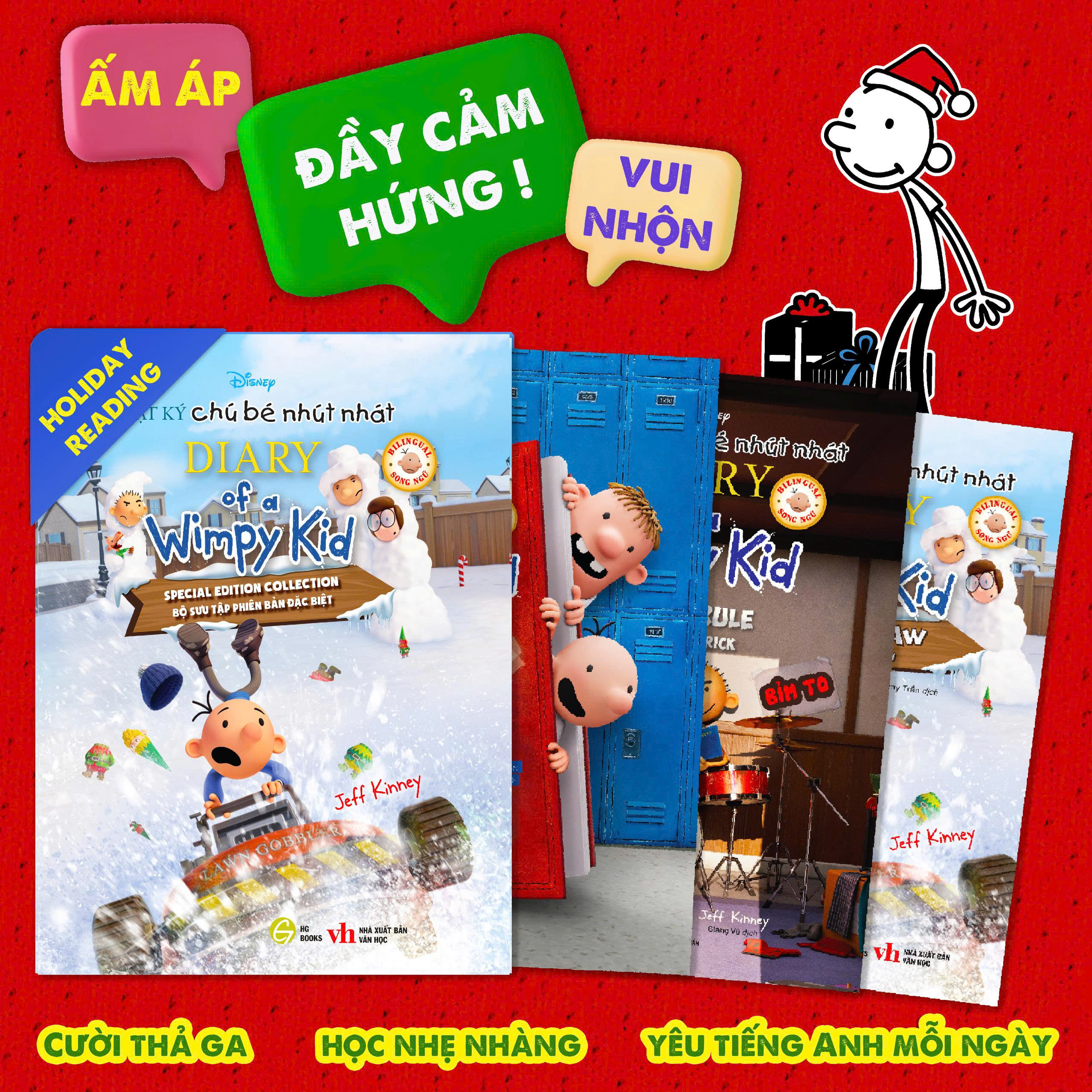 Boxset Nhật Ký Chú Bé Nhút Nhát - Diary Of A Wimpy Kid - Holiday Collection - Phiên Bản Giới Hạn Disney+ (Hộp 3 Cuốn)