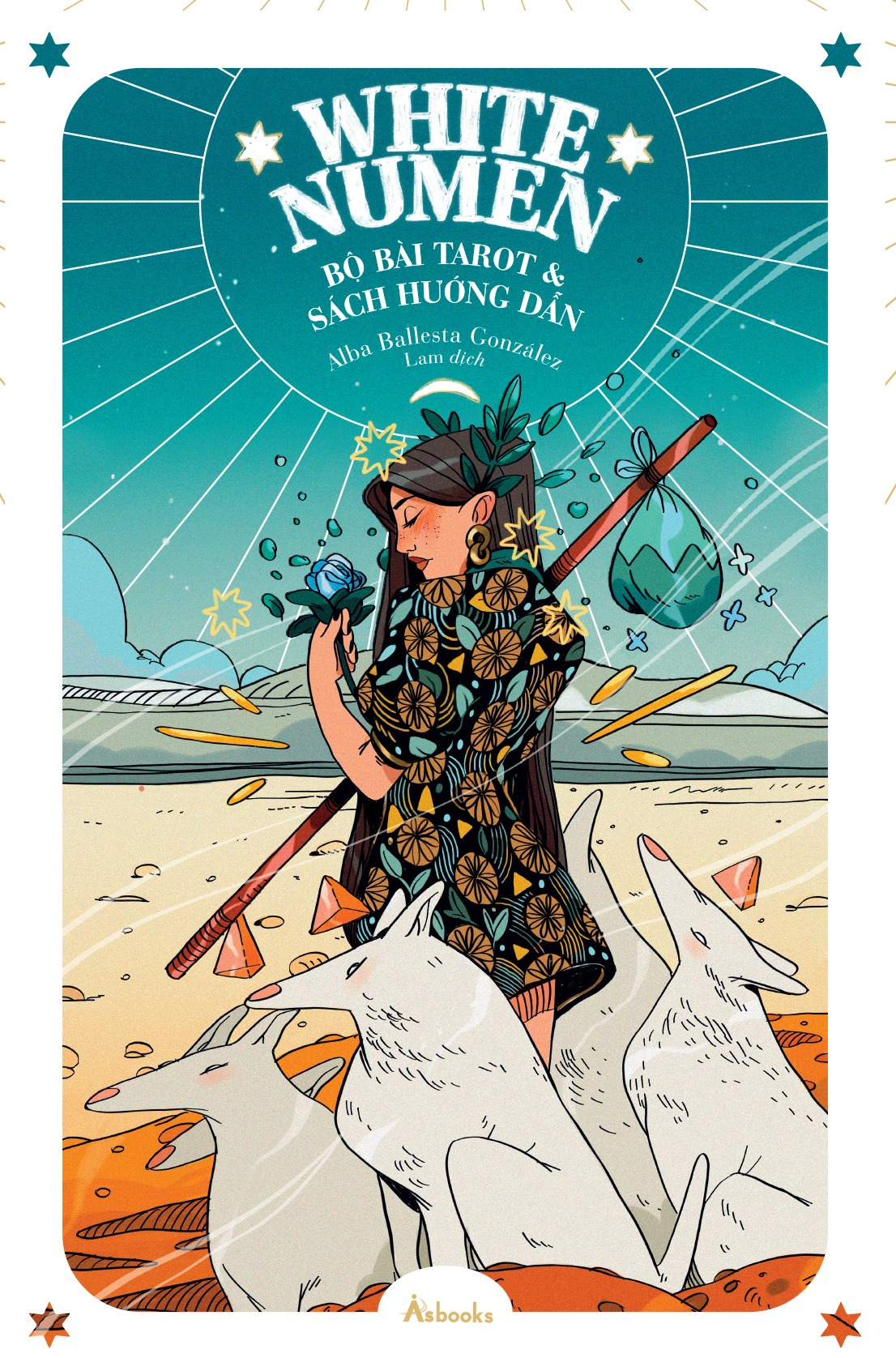 boxset white numen tarot (bộ bài + sách hướng dẫn) - tặng kèm bộ quà all-in: sổ xé in bìa art bài + bộ postcard in hình art bài kèm lịch 2025 + móc khóa in art bài random