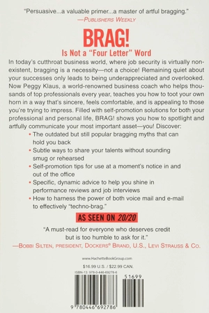 brag!: the art of tooting your own horn without blowing it