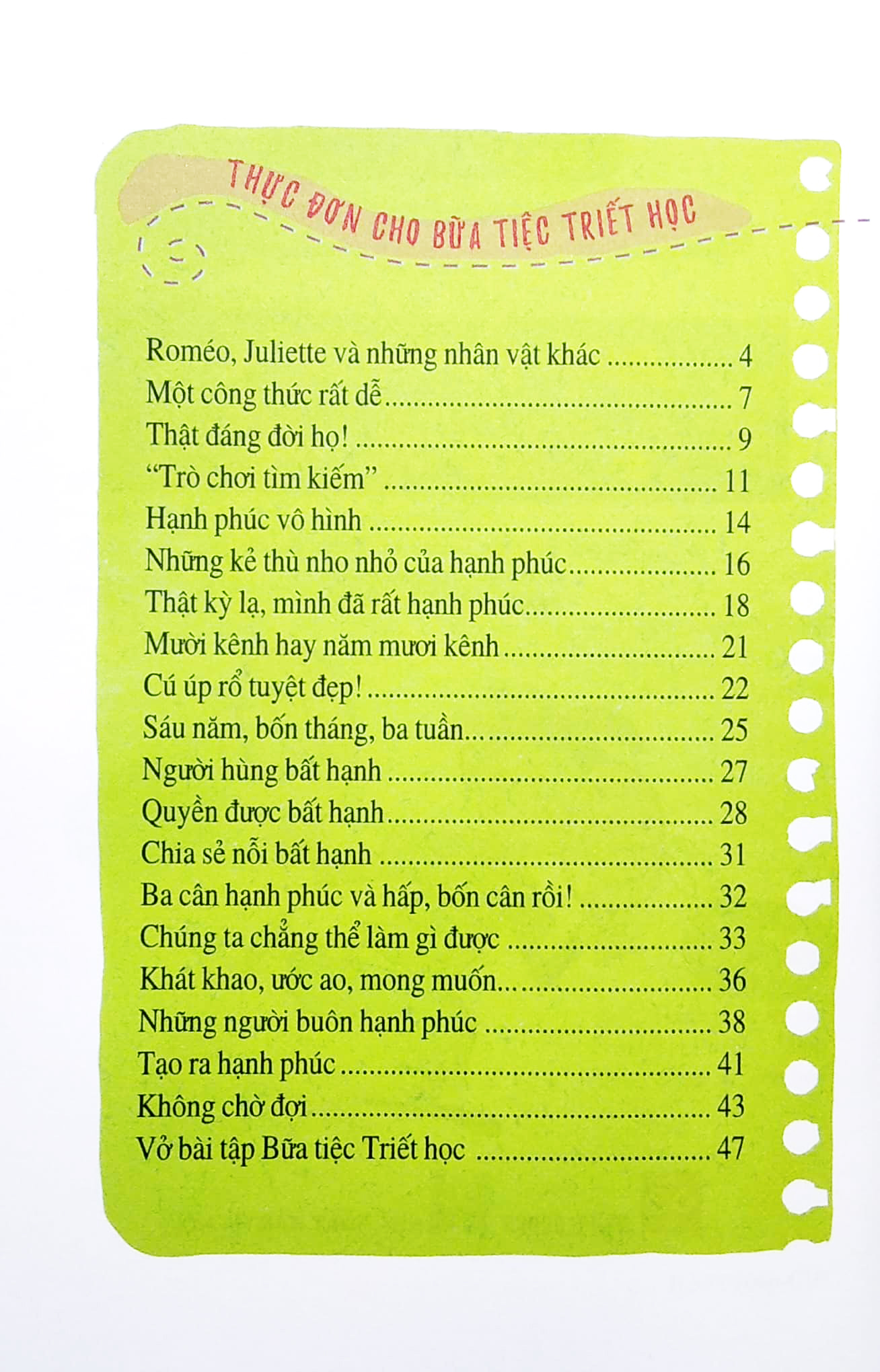 bữa tiệc triết học - triết học ứng dụng cho mọi lứa tuổi - hạnh phúc và bất hạnh