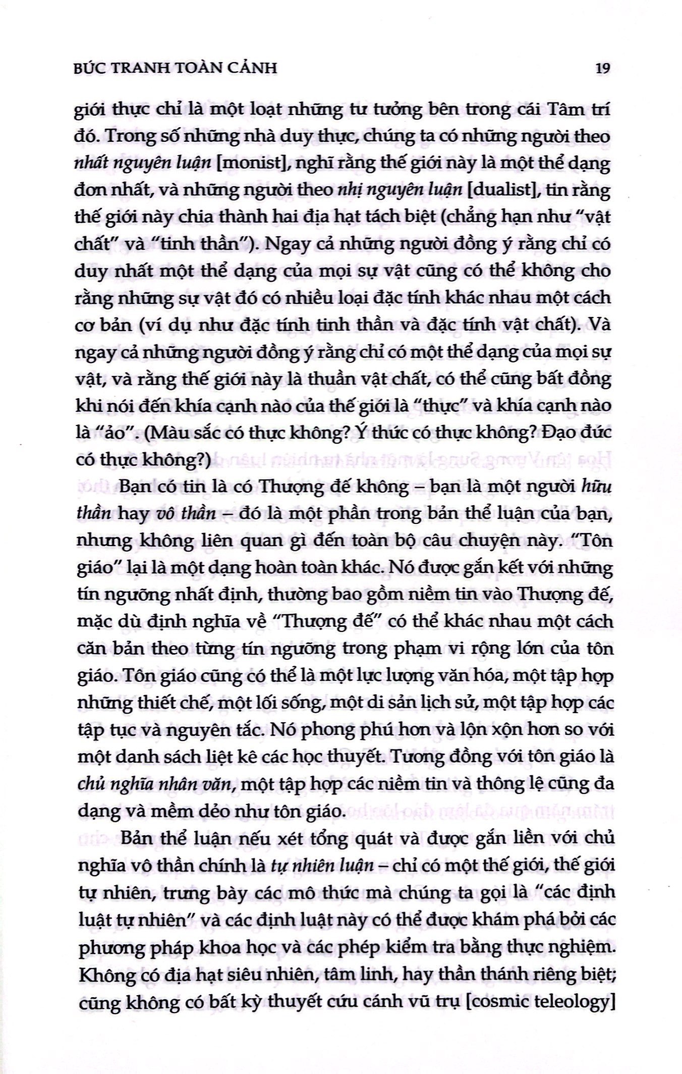 bức tranh toàn cảnh - nguồn gốc của sự sống, của nghĩa lý và của chính vũ trụ