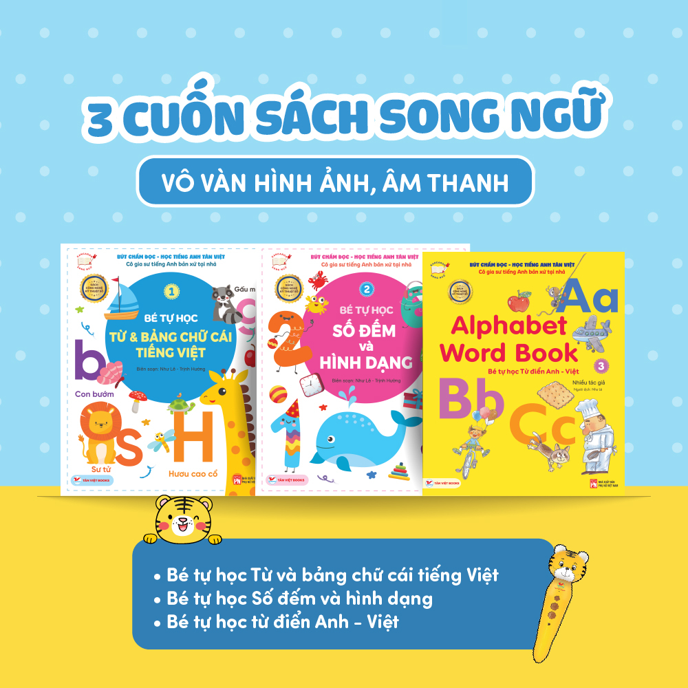 Bút Chấm Đọc-Học Tiếng Anh Tân Việt - Cô Gia Sư Tiếng Anh Bản Xứ Tại Nhà - Phiên Bản Ngỗng Mẹ (Dành Cho Trẻ Từ 0 Đến 6 Tuổi) - Tặng Kèm Sách Tỏa Sáng Trong Đêm - Chúc Ngủ Ngon Ông Già Noel