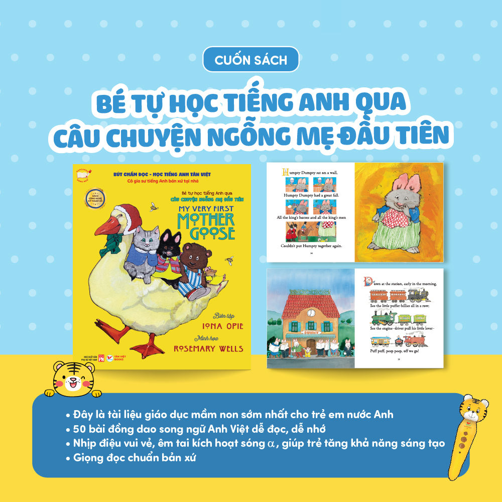 Bút Chấm Đọc-Học Tiếng Anh Tân Việt - Cô Gia Sư Tiếng Anh Bản Xứ Tại Nhà - Phiên Bản Ngỗng Mẹ (Dành Cho Trẻ Từ 0 Đến 6 Tuổi) - Tặng Kèm Sách Tỏa Sáng Trong Đêm - Chúc Ngủ Ngon Ông Già Noel