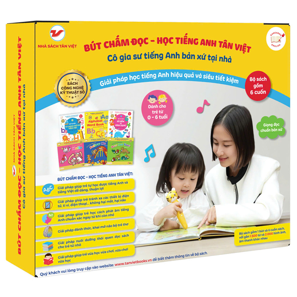 Bút Chấm Đọc-Học Tiếng Anh Tân Việt - Cô Gia Sư Tiếng Anh Bản Xứ Tại Nhà - Phiên Bản Ngỗng Mẹ (Dành Cho Trẻ Từ 0 Đến 6 Tuổi) - Tặng Kèm Sách Tỏa Sáng Trong Đêm - Chúc Ngủ Ngon Ông Già Noel