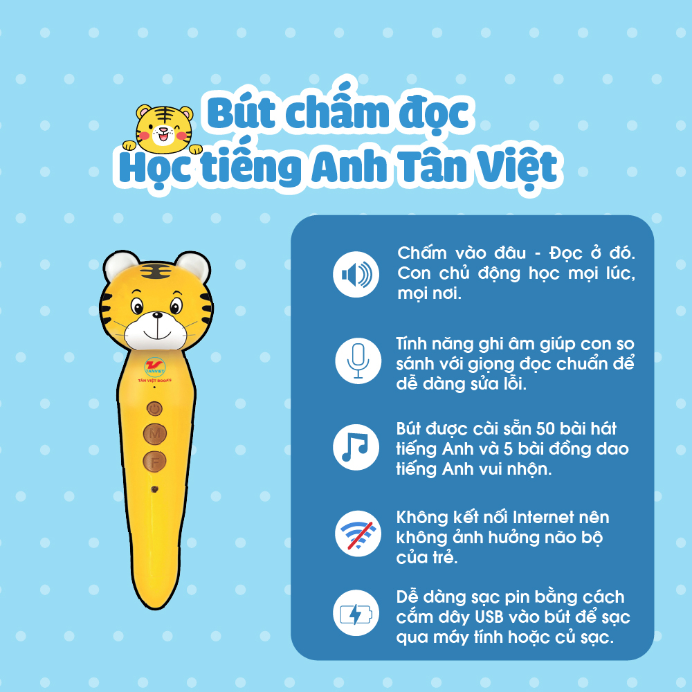 Bút Chấm Đọc-Học Tiếng Anh Tân Việt - Cô Gia Sư Tiếng Anh Bản Xứ Tại Nhà - Phiên Bản Ngỗng Mẹ (Dành Cho Trẻ Từ 0 Đến 6 Tuổi) - Tặng Kèm Thẻ Học Thông Minh Ngẫu Nhiên