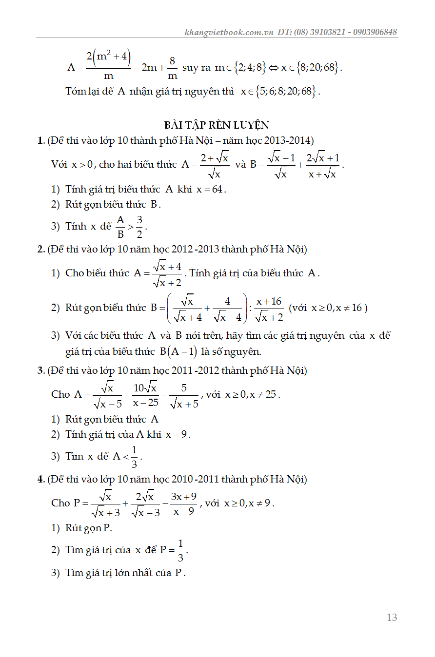 các chuyên đề bồi dưỡng học sinh giỏi đại số lớp 9