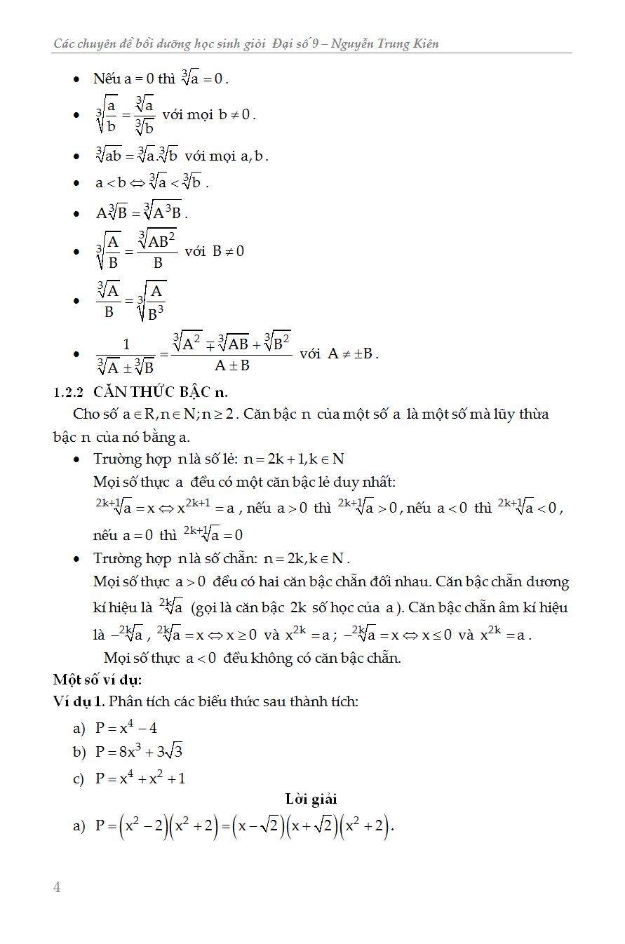 các chuyên đề bồi dưỡng học sinh giỏi đại số lớp 9