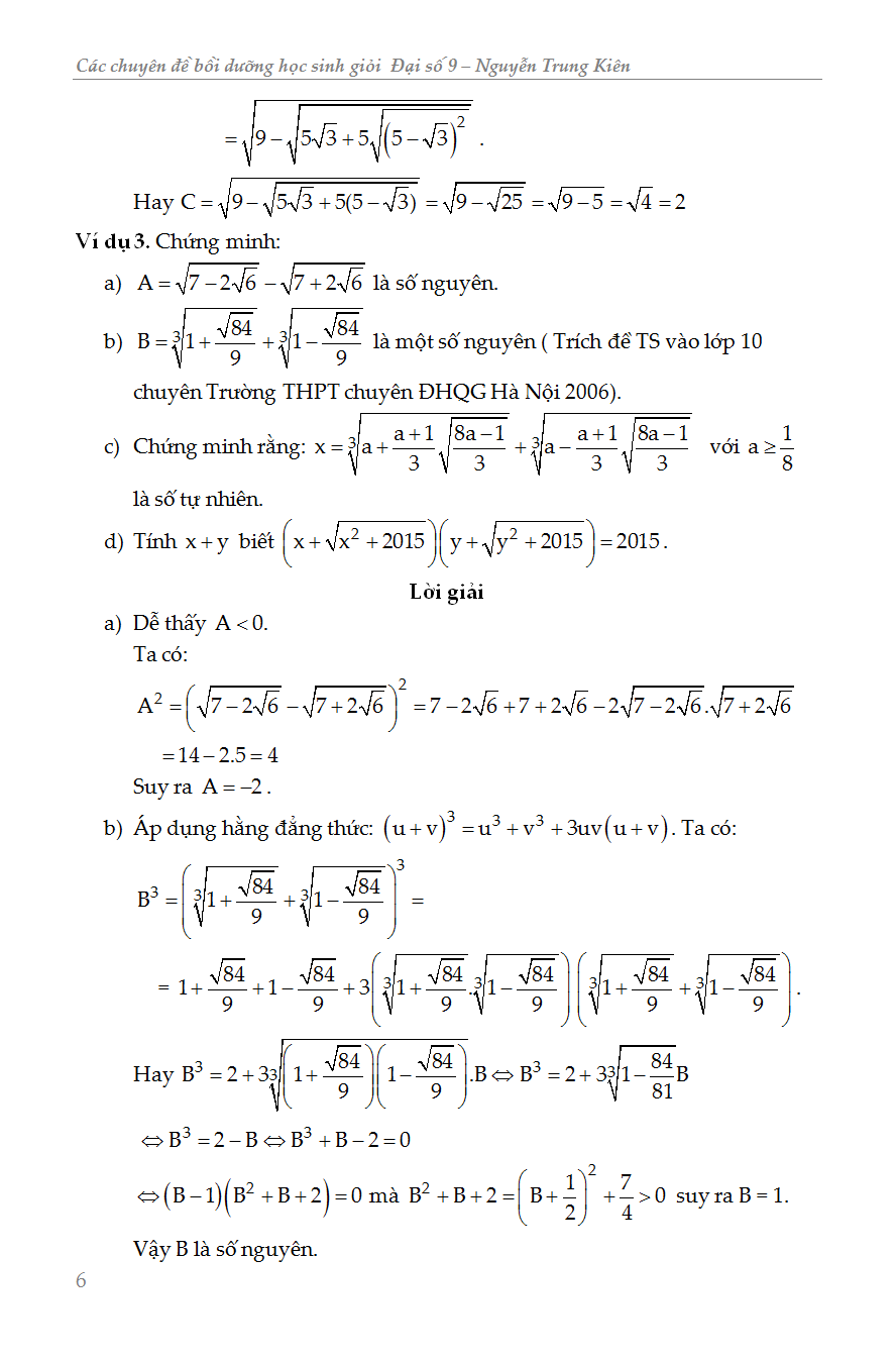 các chuyên đề bồi dưỡng học sinh giỏi đại số lớp 9