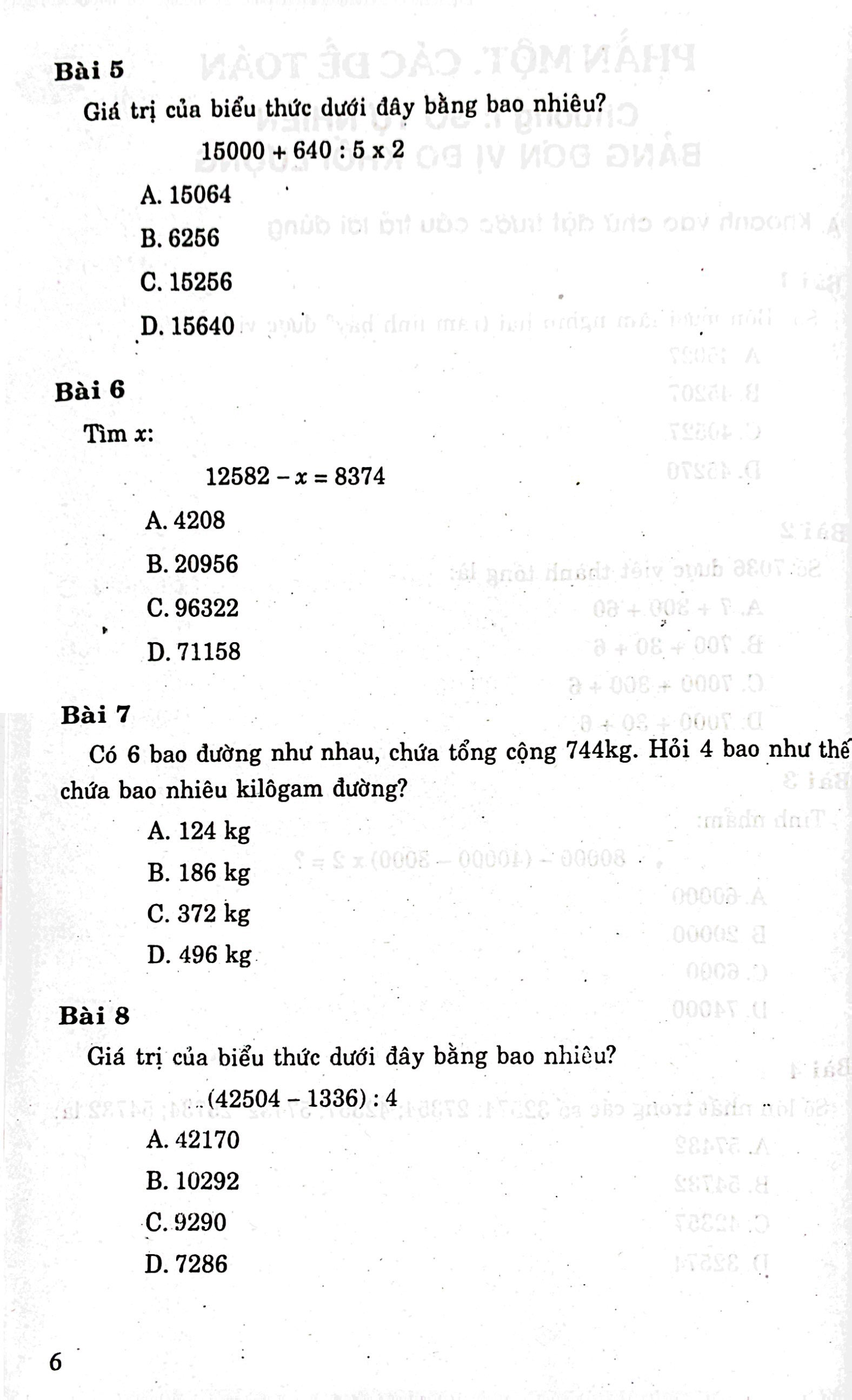 các dạng bài tập trắc nghiệm toán 4 (theo chương trình giáo dục phổ thông mới)