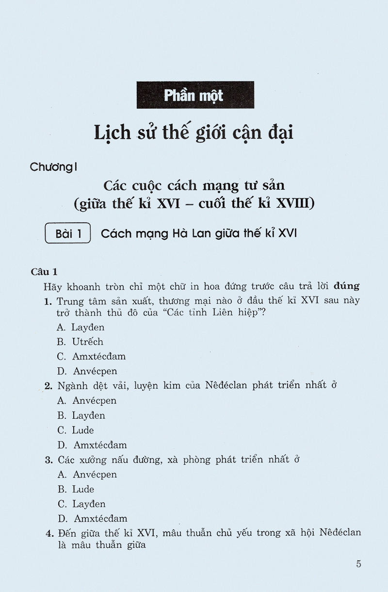 các dạng câu hỏi và bài tập trắc nghiệm lịch sử lớp 11