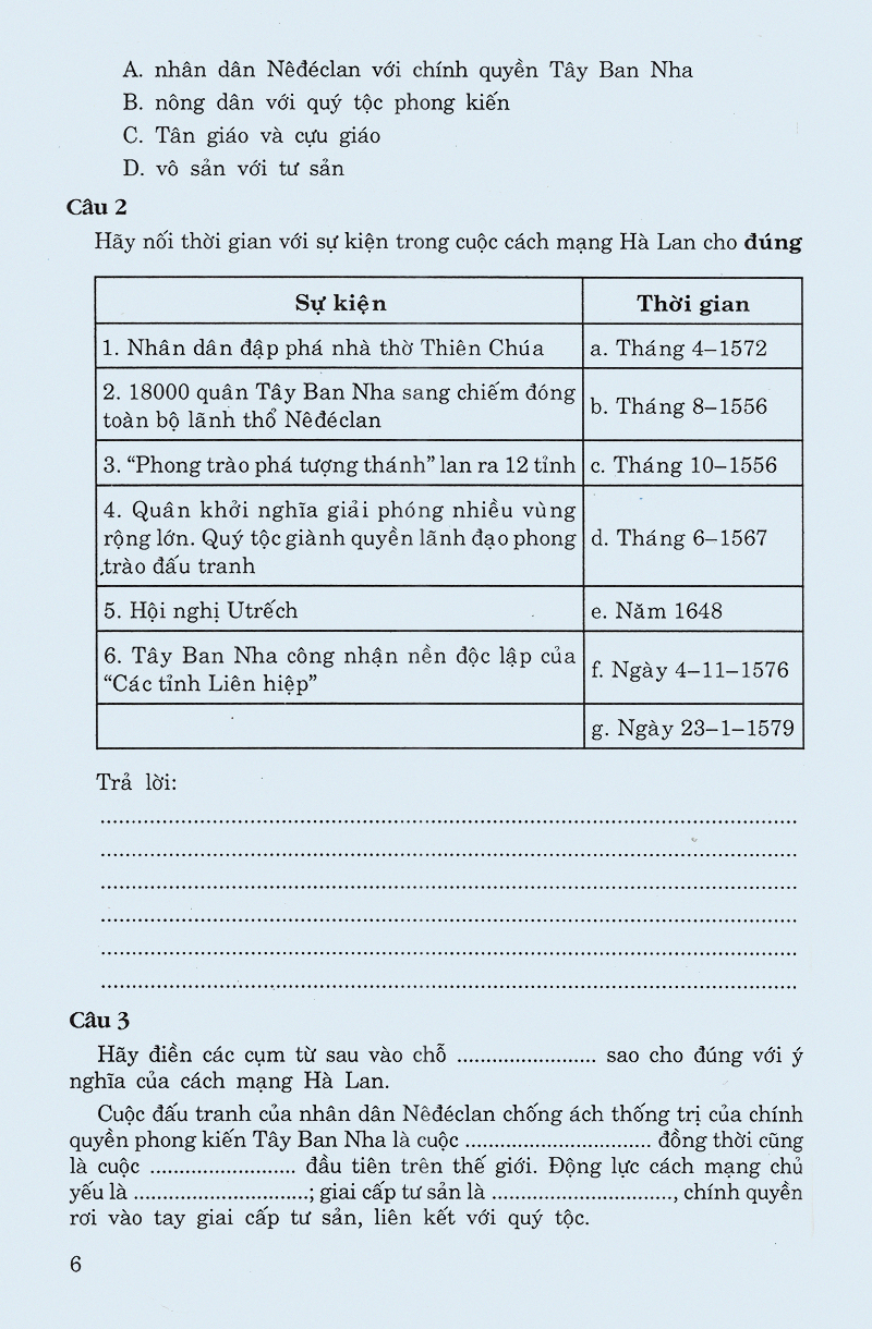 các dạng câu hỏi và bài tập trắc nghiệm lịch sử lớp 11