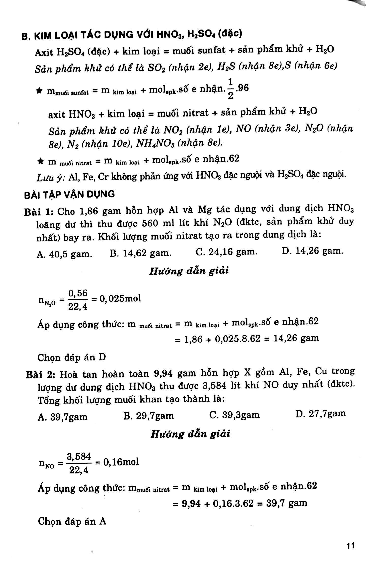 các dạng điển hình và phương pháp giải nhanh bài tập trắc nghiệm hóa học 12