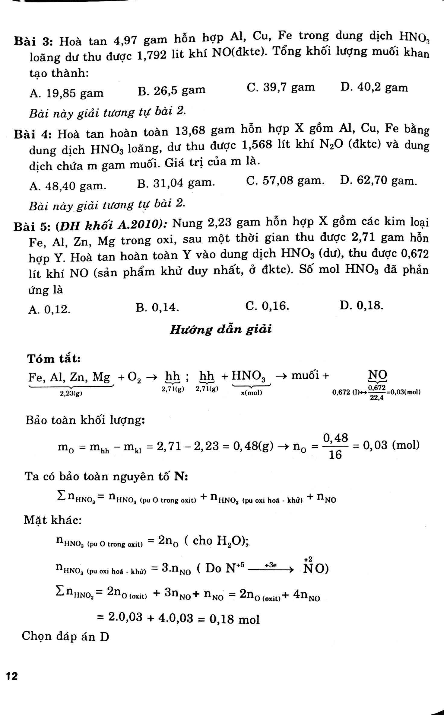 các dạng điển hình và phương pháp giải nhanh bài tập trắc nghiệm hóa học 12