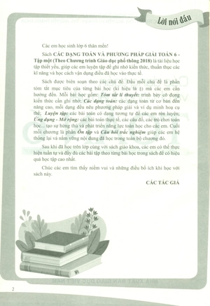 các dạng toán và phương pháp giải toán 6 - tập 1 (theo chương trình giáo dục phổ thông 2018)