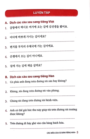 các mẫu câu cơ bản tiếng hàn (tái bản 2018)