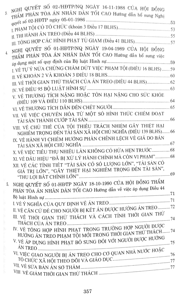 các nghị quyết của hội đồng thẩm phán tòa án nhân dân tối cao về hình sự và tố tụng hình sự từ năm 1986 đến năm 2024