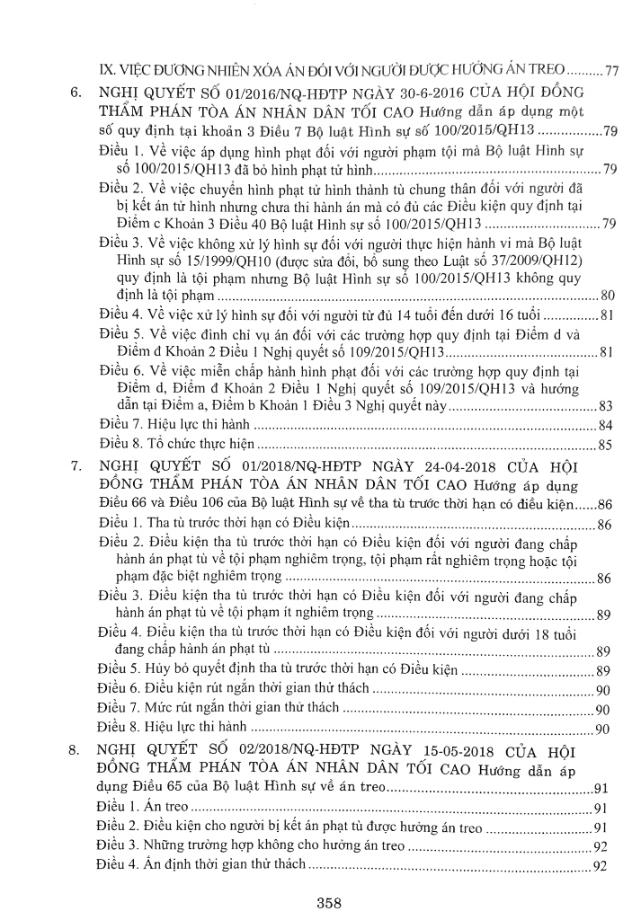 các nghị quyết của hội đồng thẩm phán tòa án nhân dân tối cao về hình sự và tố tụng hình sự từ năm 1986 đến năm 2024