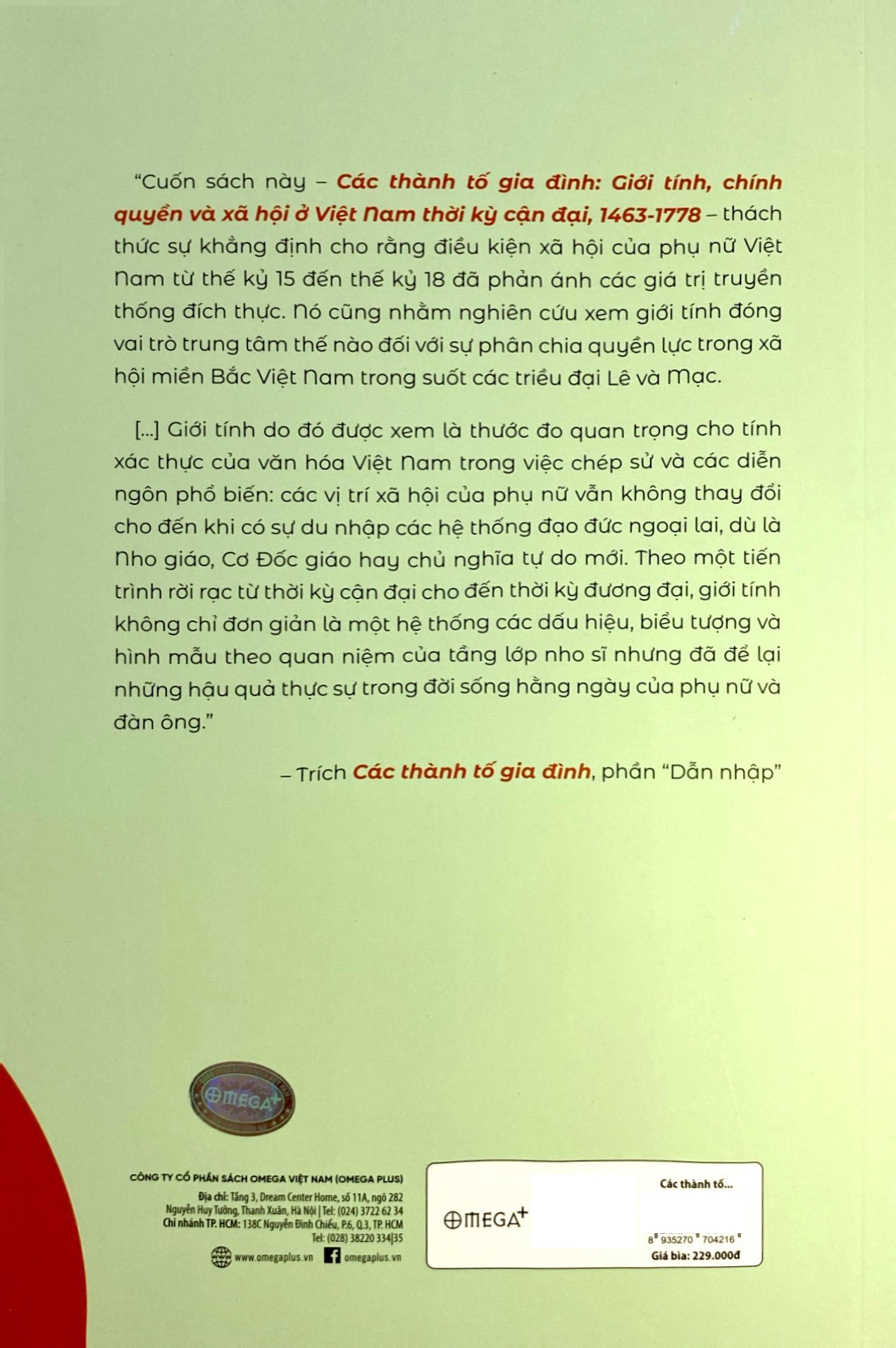 các thành tố gia đình - giới tính, chính quyền và xã hội ở việt nam thời kỳ cận đại 1463-1778