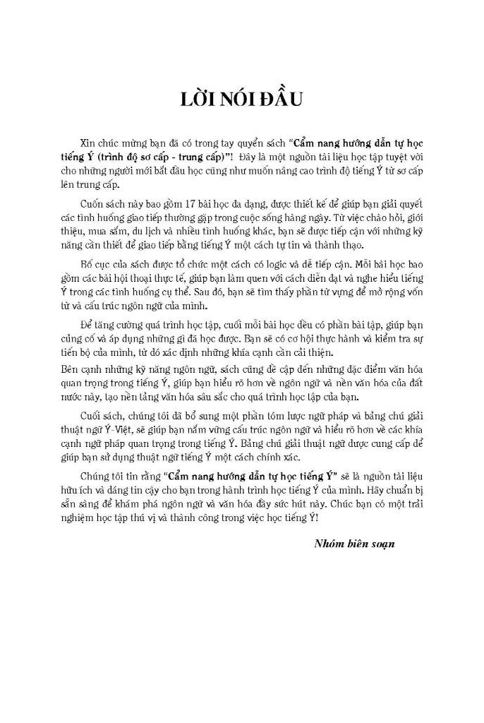 cẩm nang hướng dẫn tự học tiếng ý - trình độ sơ cấp-trung cấp