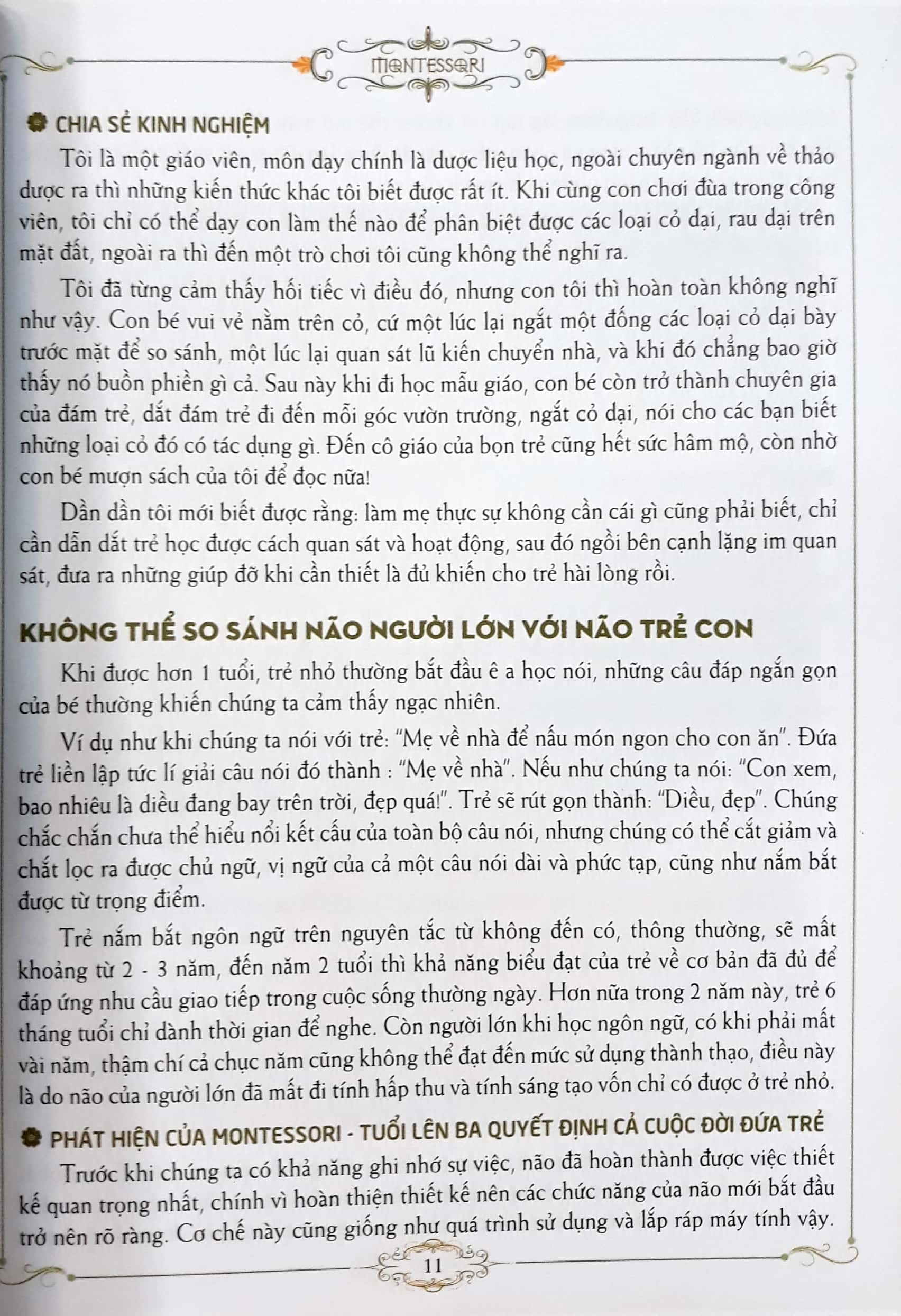 cẩm nang nuôi dạy con theo phương pháp montessori