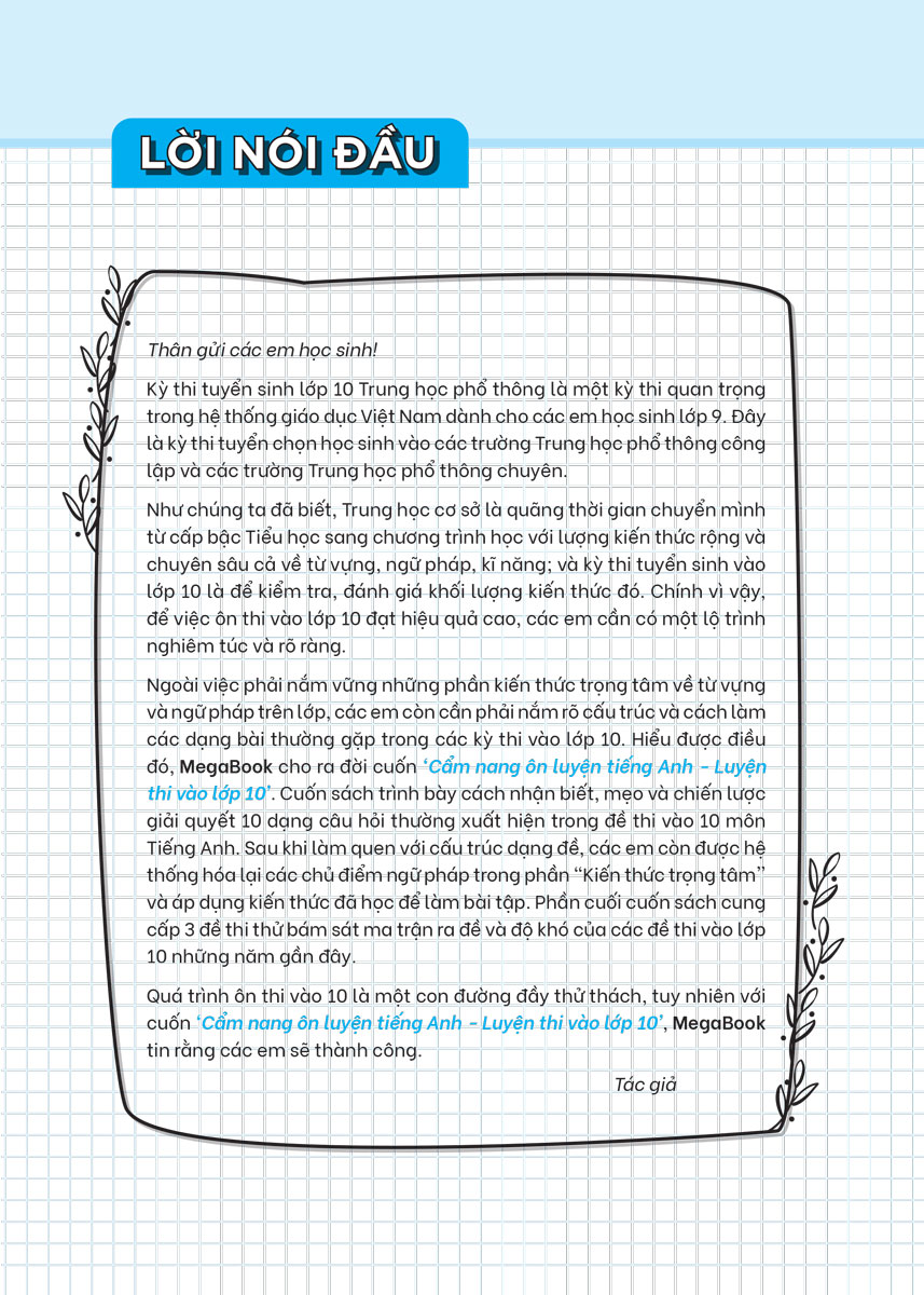 cẩm nang ôn luyện tiếng anh luyện thi vào lớp 10