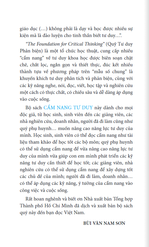 cẩm nang tư duy phản biện - khái niệm và công cụ (tái bản 2023 )