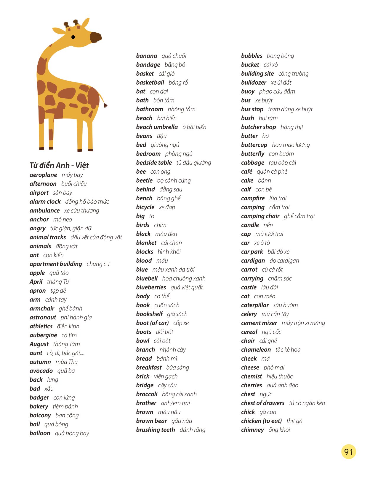 cẩm nang từ vựng tiếng anh cho trẻ em