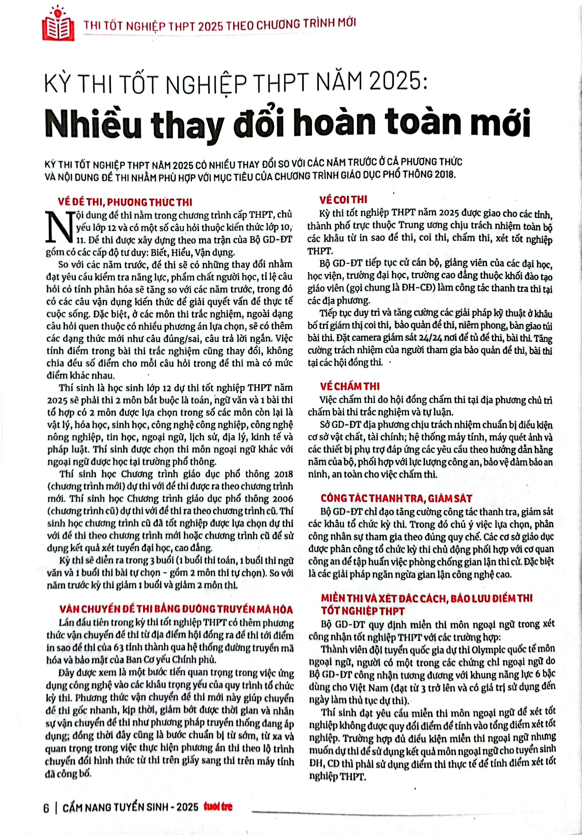 cẩm nang tuyển sinh đại học và cao đẳng 2025 - báo tuổi trẻ