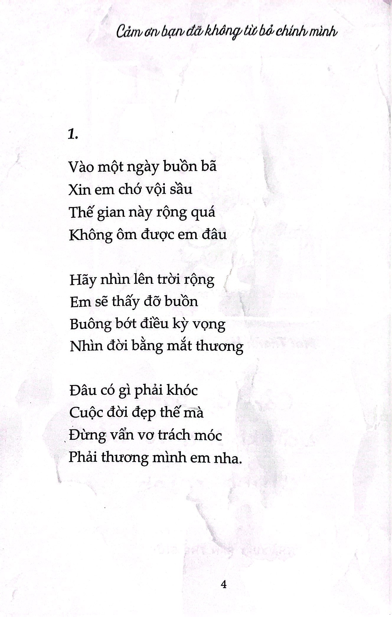 cảm ơn bạn đã không từ bỏ chính mình