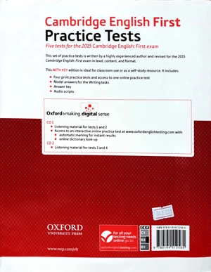 cambridge english first practice tests: tests with key and audio cd pack: four tests for the 2015 cambridge english: first exam