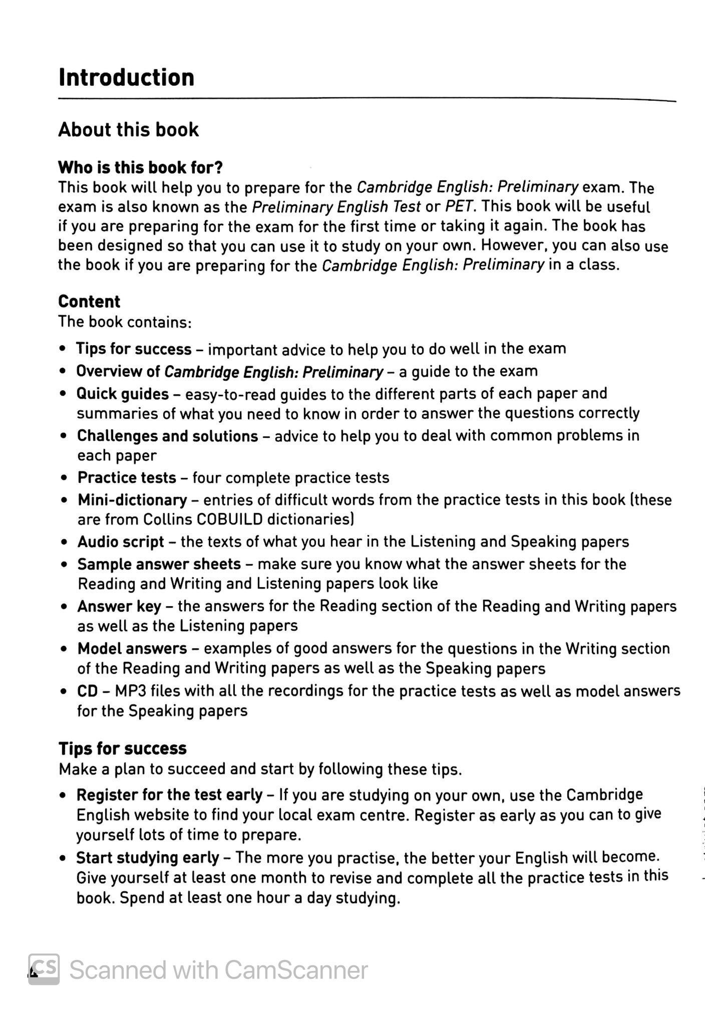 cambridge english preliminary four practice tests (+cd)