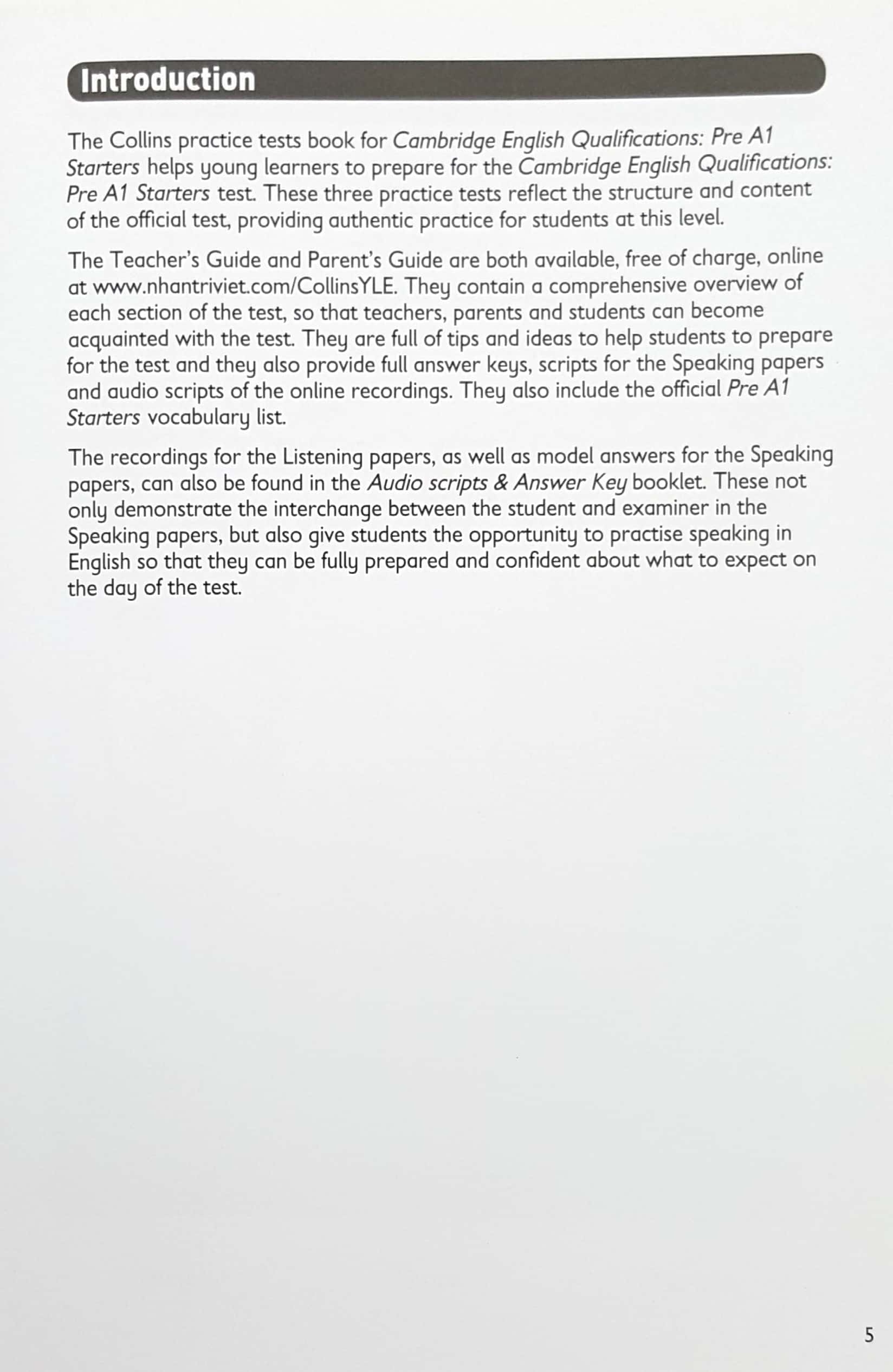 cambridge english qualifications - pre a1 starters (three practice test) (2018)