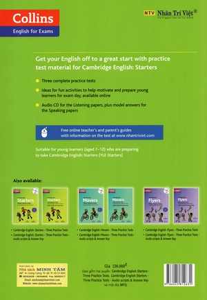 cambridge english starters three practice tests (+cd) + audio scripts & answer key (bộ)