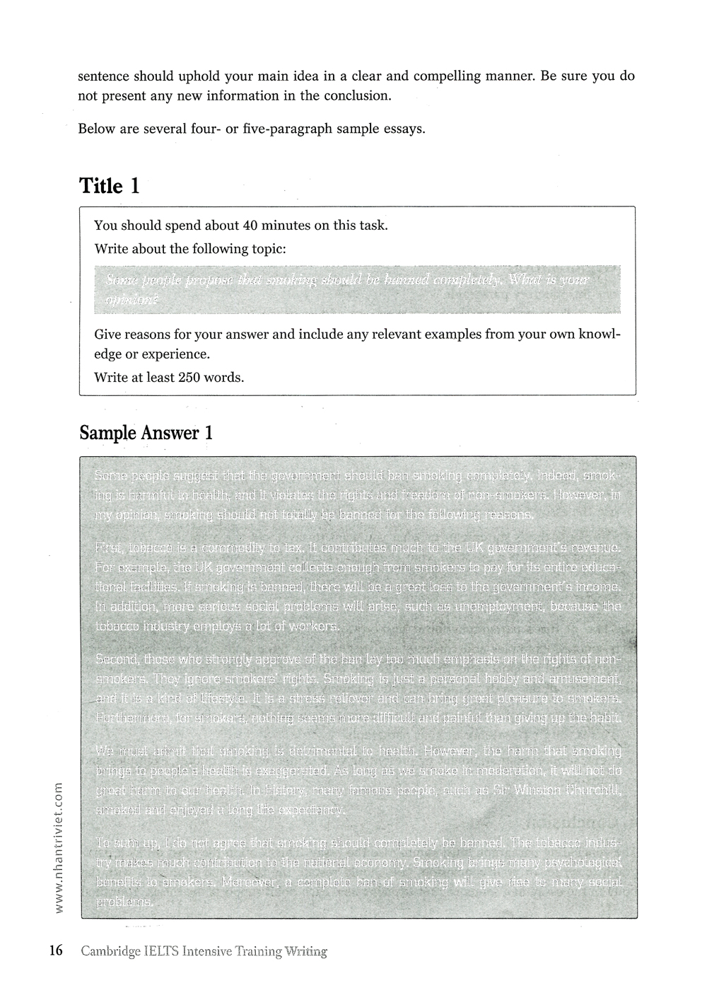 cambridge ielts intensive training - writing