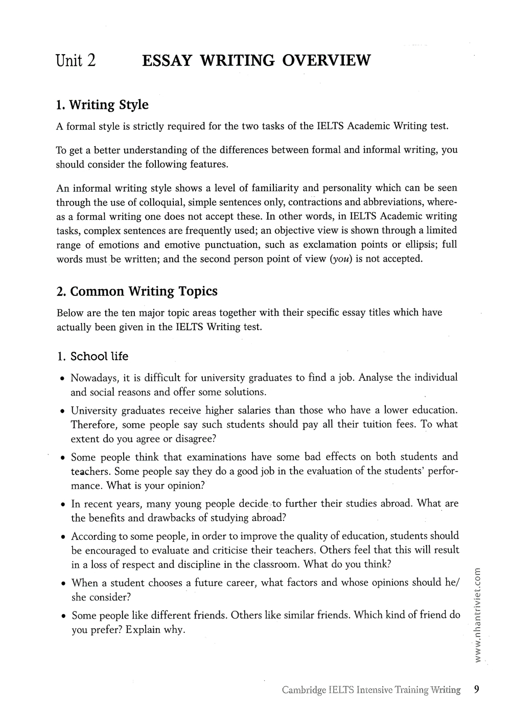 cambridge ielts intensive training - writing