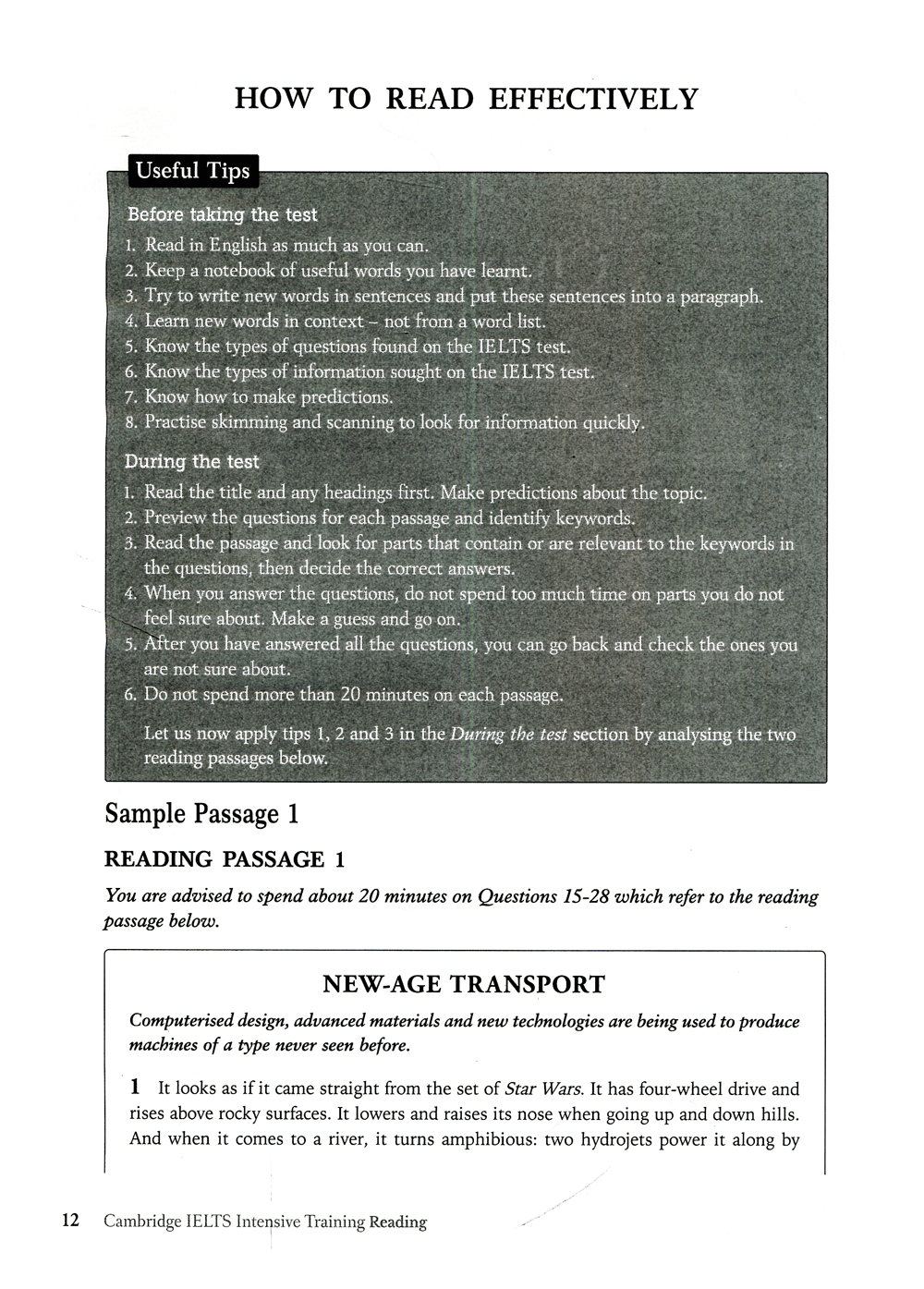 cambridge ietls intensive training - reading