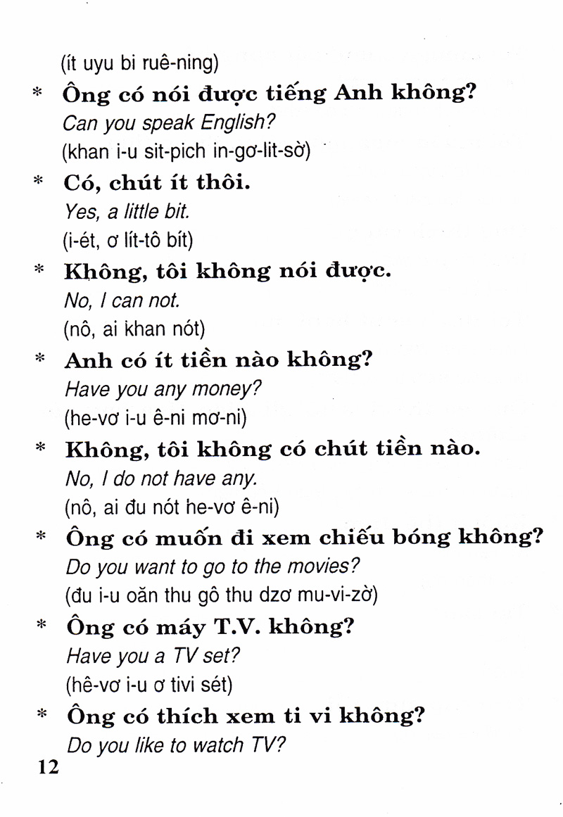 căn bản đàm thoại tiếng anh (dành cho tài xế taxi, cyclo, honda ôm)