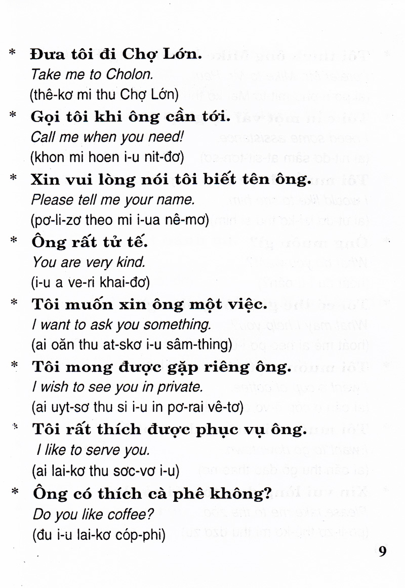căn bản đàm thoại tiếng anh (dành cho tài xế taxi, cyclo, honda ôm)