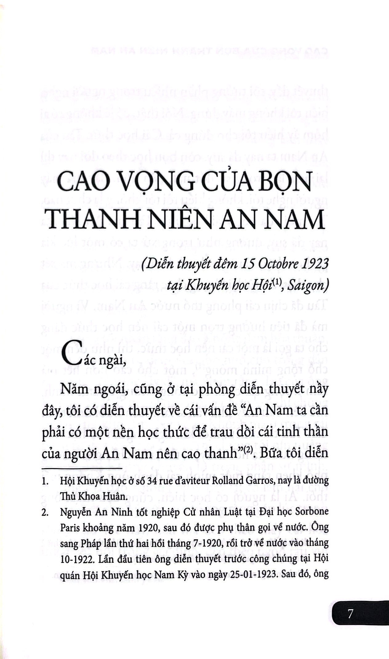 cao vọng của bọn thanh niên an nam