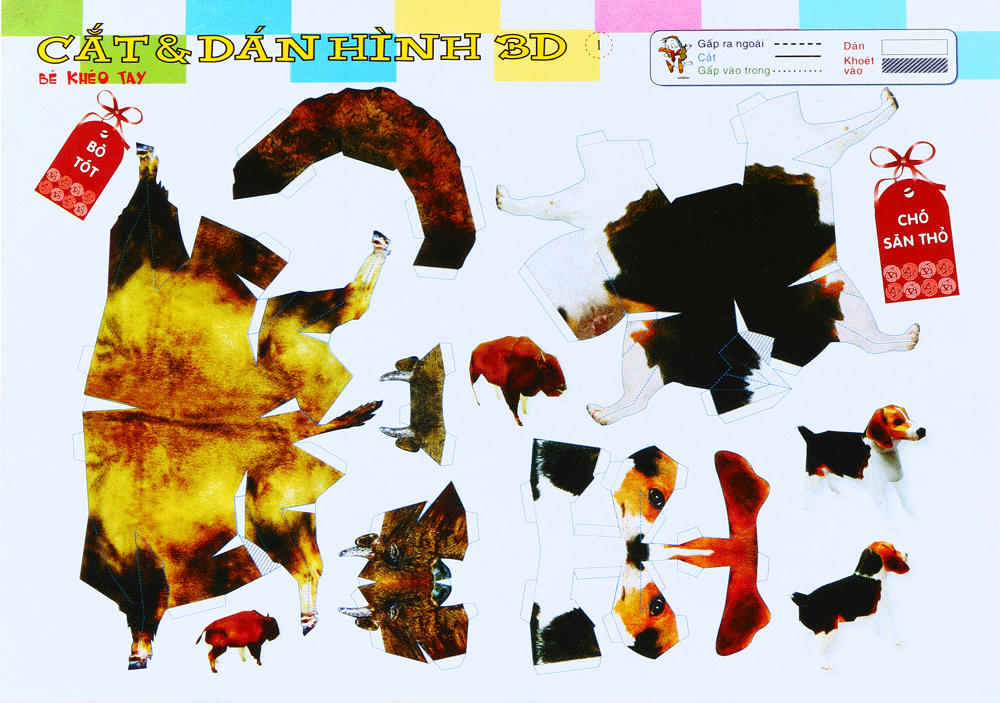 cắt dán hình 3d - bé khéo tay - bộ tư duy