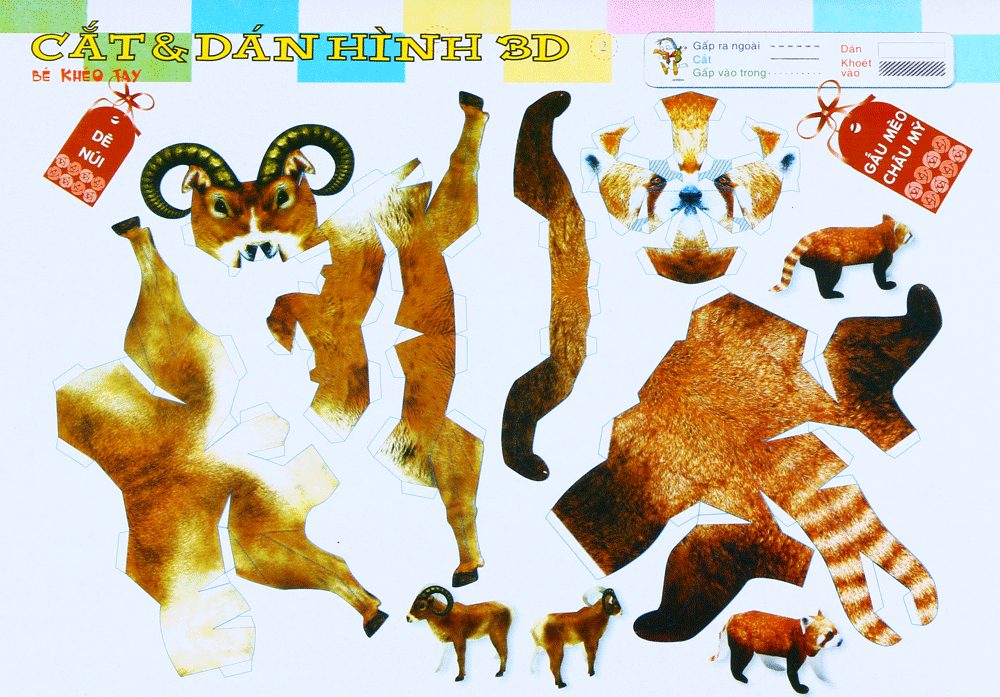 cắt dán hình 3d - bé khéo tay - bộ tư duy