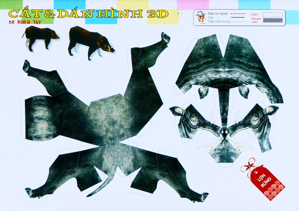 cắt dán hình 3d - bé khéo tay - bộ tư duy