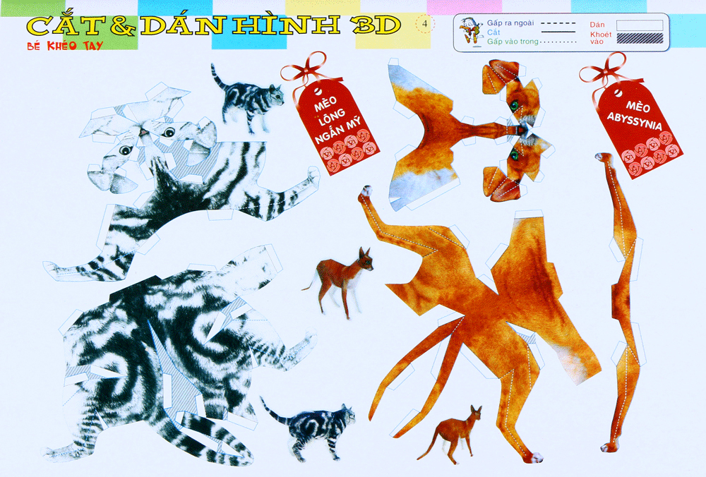 cắt dán hình 3d - bé khéo tay - bộ tư duy