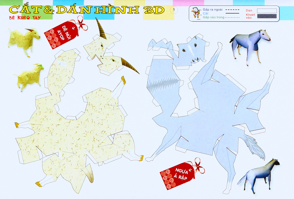 cắt dán hình 3d - bé khéo tay - bộ tư duy