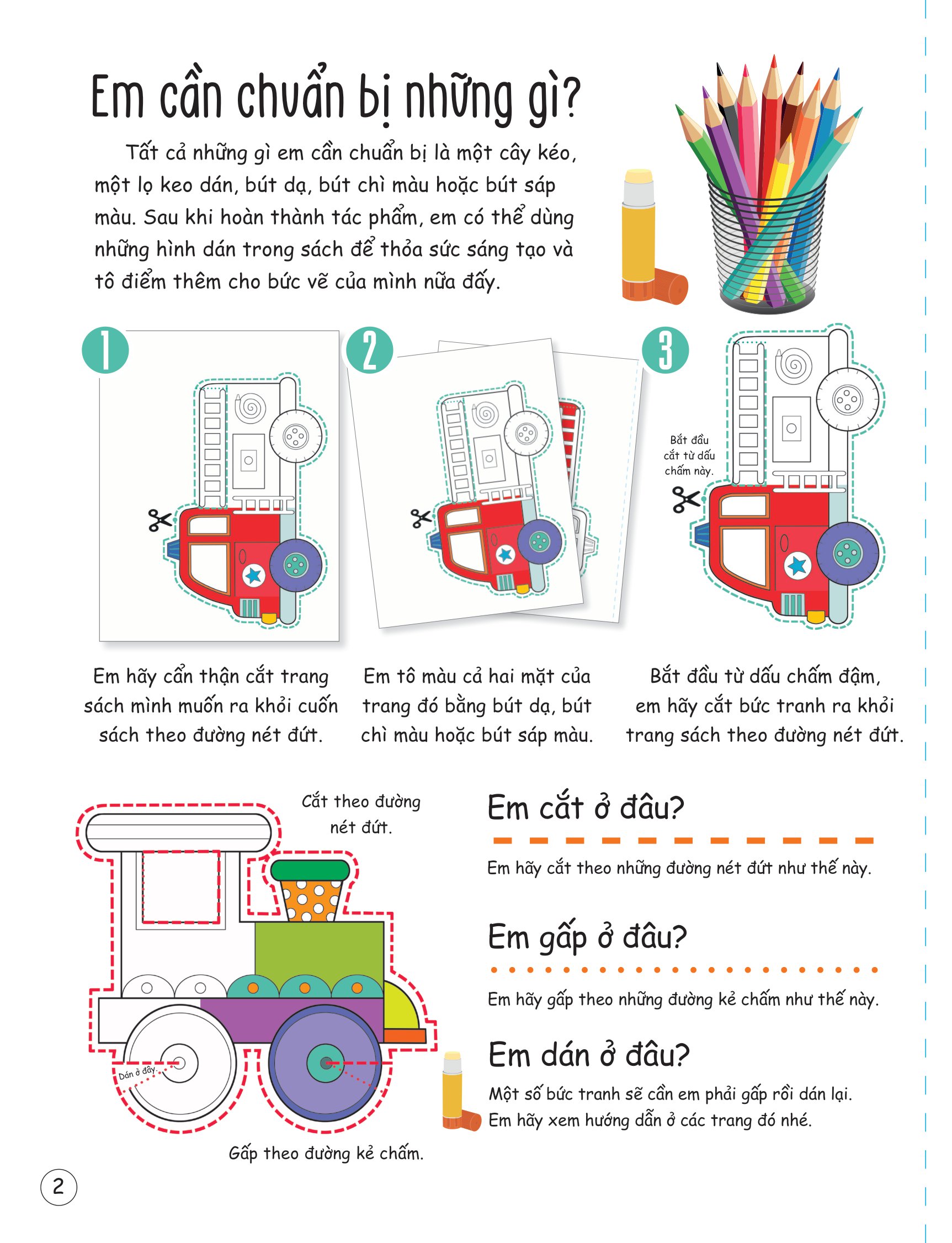 cắt, gấp, tô màu - các loại phương tiện